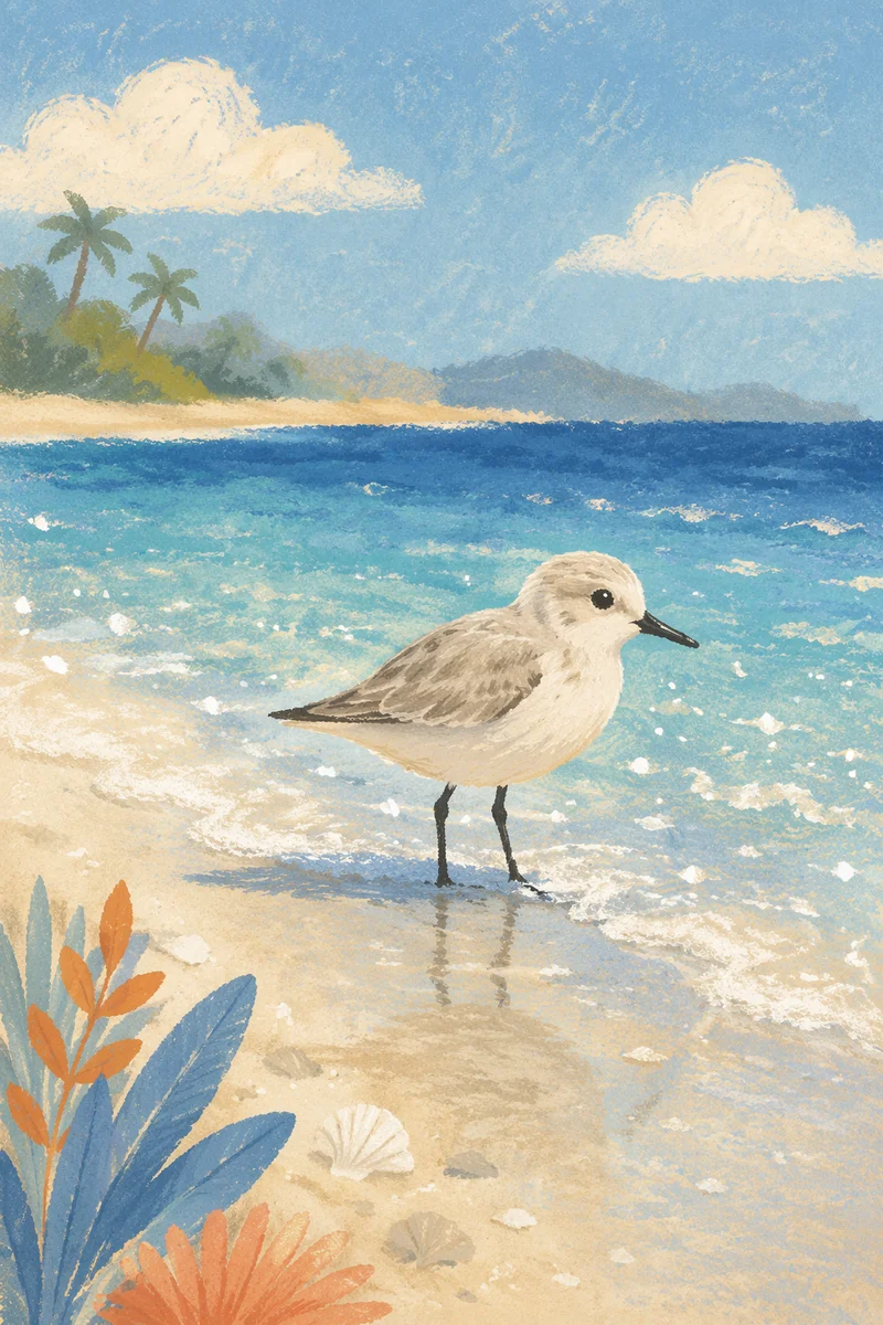 Shorebird on Tropical Summer Beach