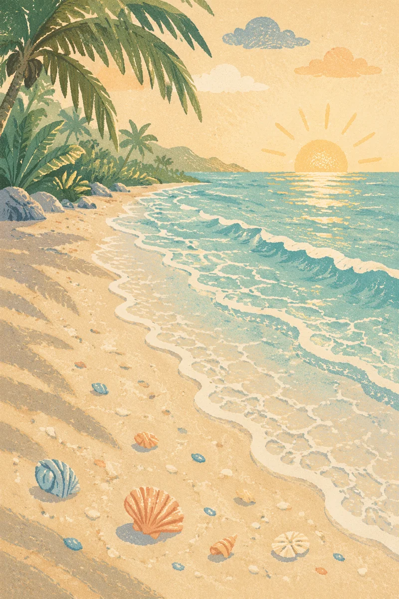 Serene Tropical Beach Waves at Sunrise