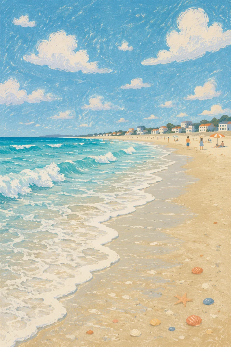 Peaceful Tropical Beach Waves and Summer Shoreline