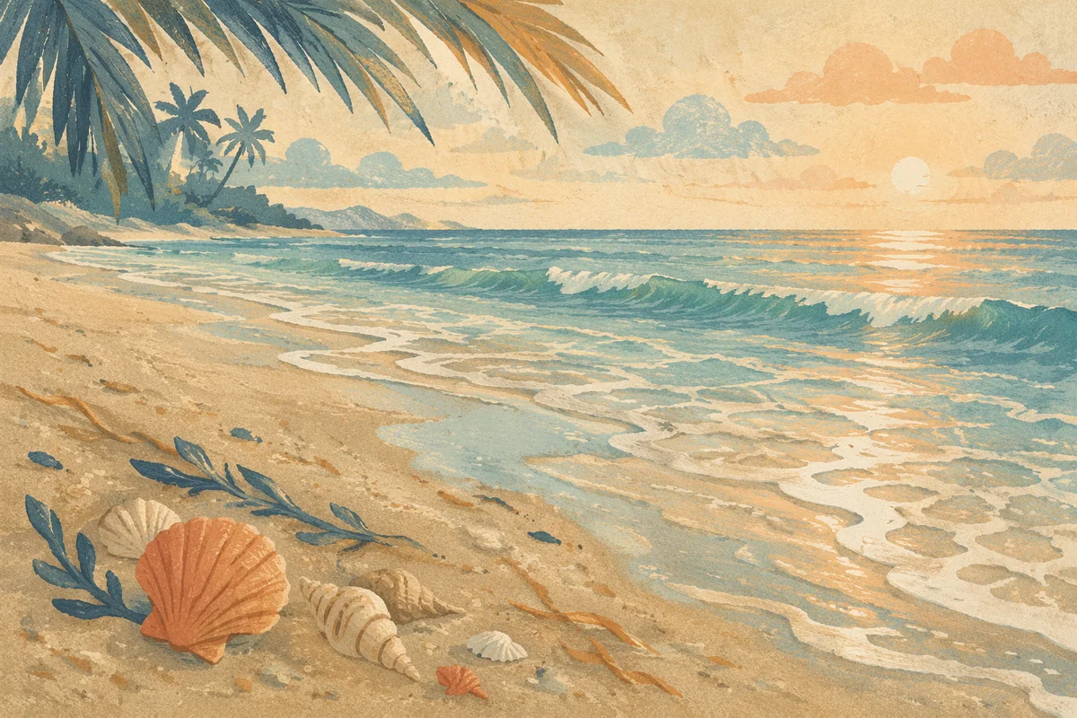 Peaceful Tropical Shoreline at Sunrise
