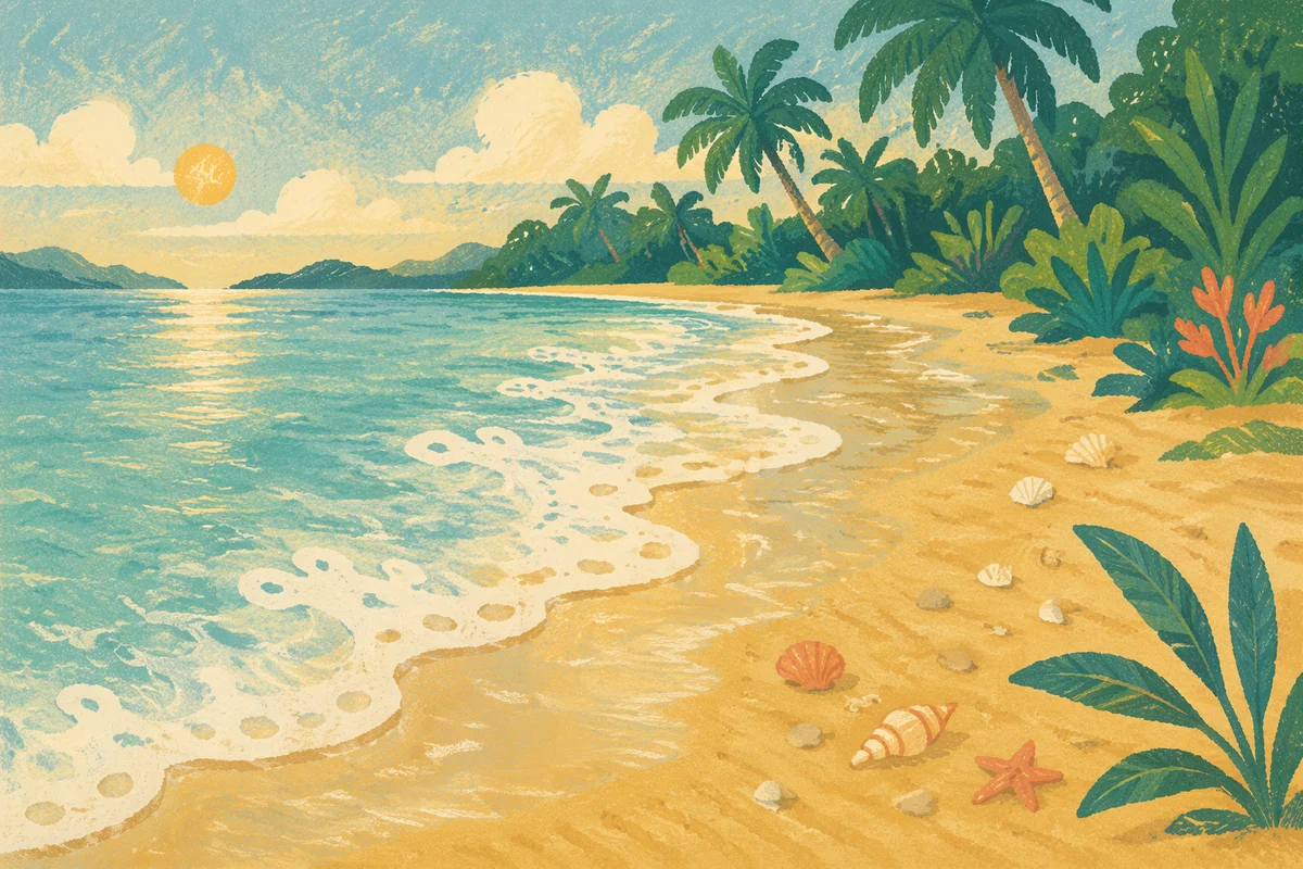 Peaceful Tropical Beach Waves at Sunrise
