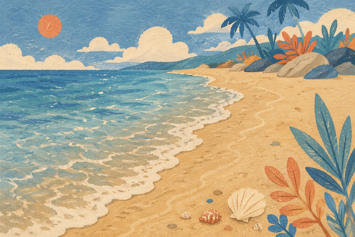 Calm Tropical Shoreline with Gentle Sea Foam