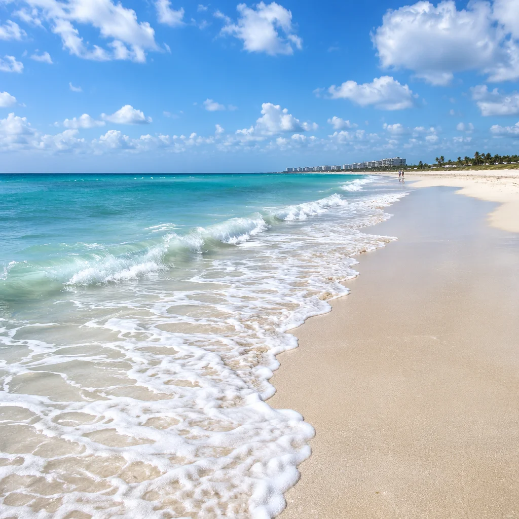 Peaceful Tropical Shoreline with Summer Waves