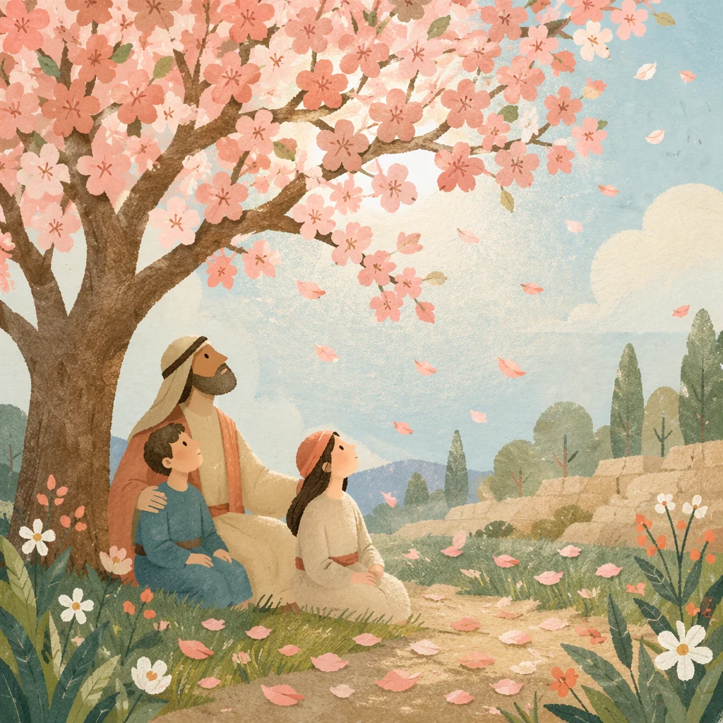 Cherry Blossom Tree by Meadow Path