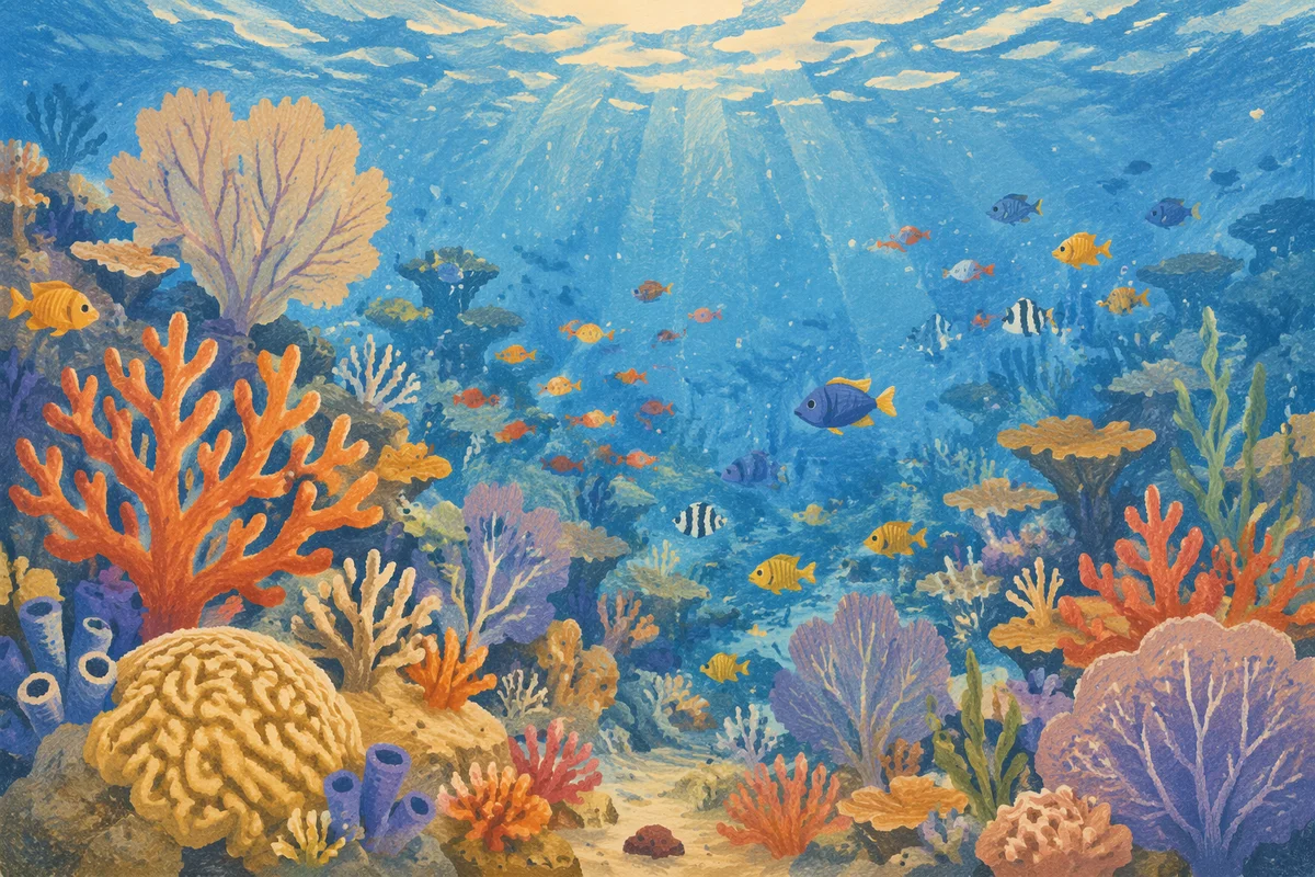 Colorful Coral Reef with Tropical Fish