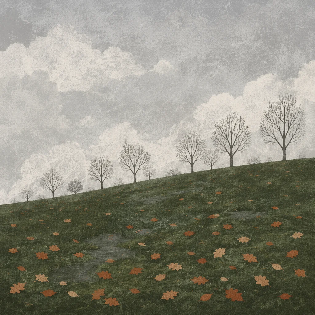 Quiet Green Countryside Under Gray Sky