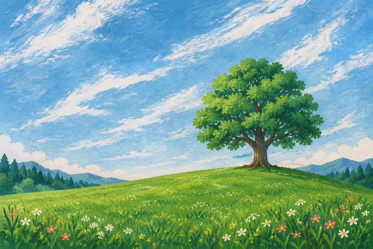 Green Meadow Under Expansive Blue Sky