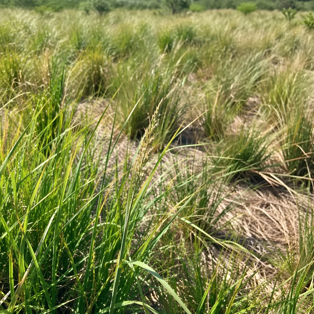Sunlit Green Meadow with Wild Grass