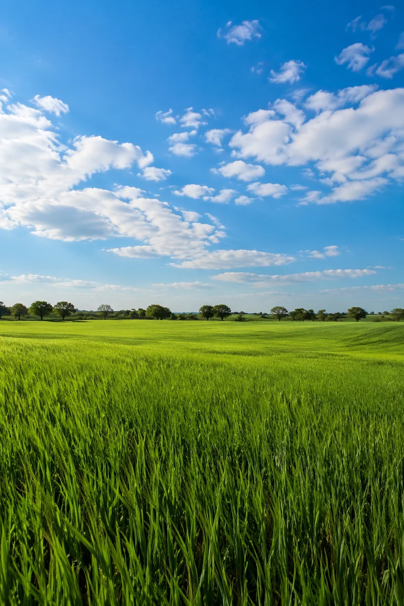 Peaceful Green Field Under Open Sky