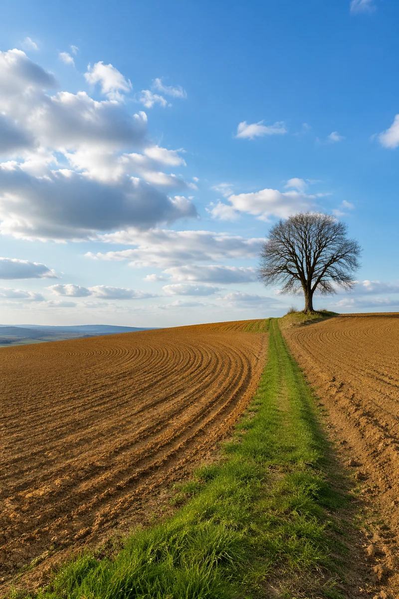 Green Grass Path Through Open Countryside