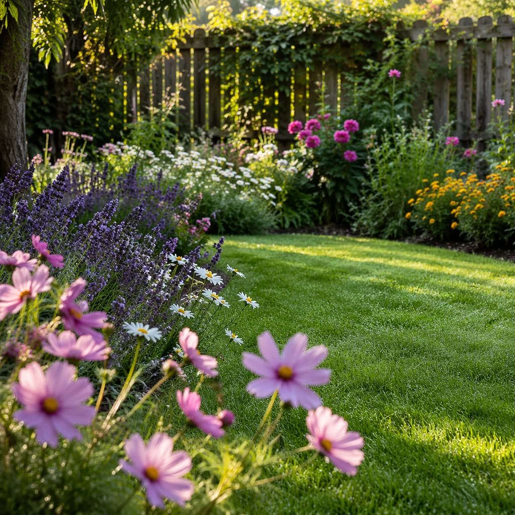 Late Spring Backyard Garden in Morning Light