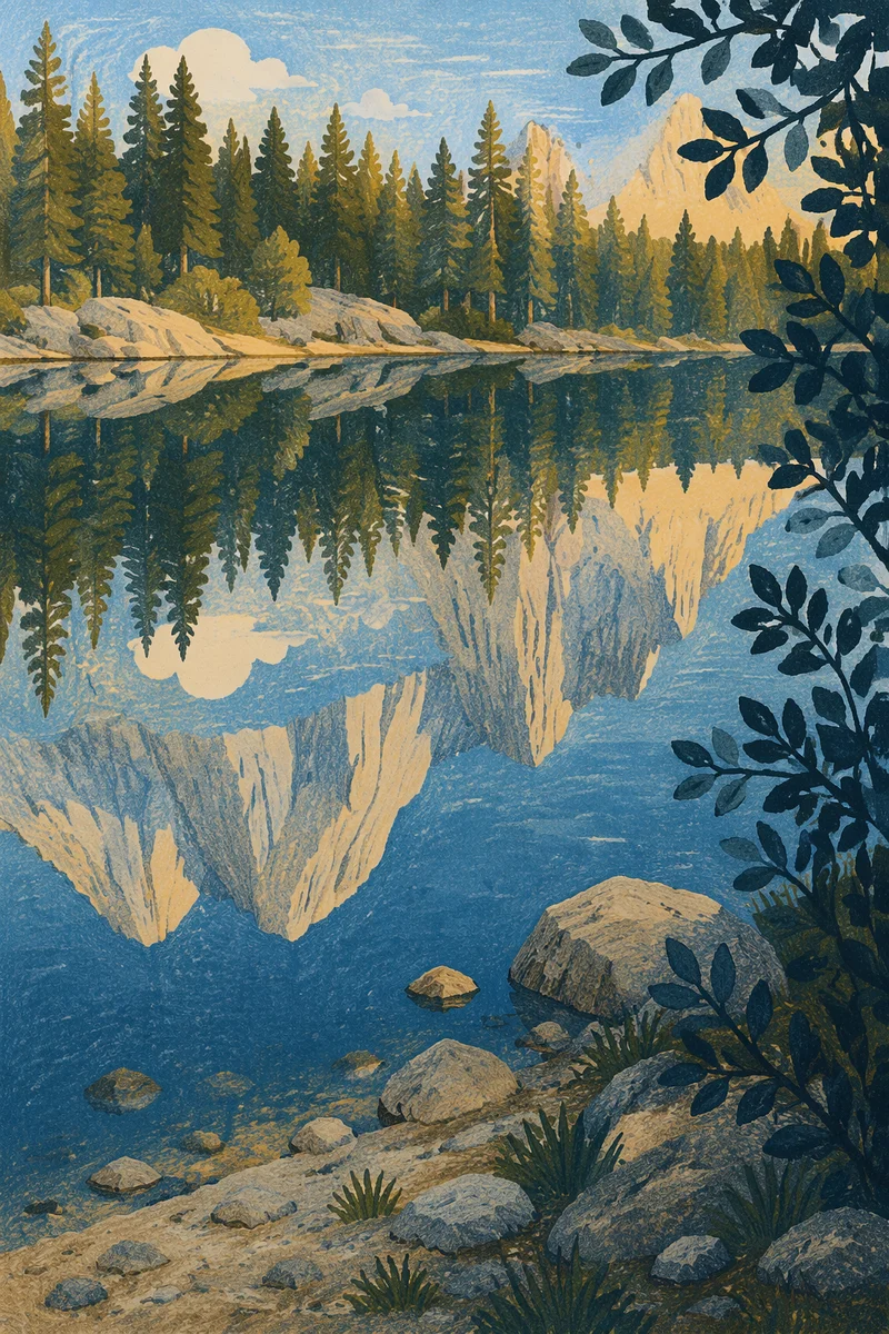 Calm Mountain Lake Morning Reflection
