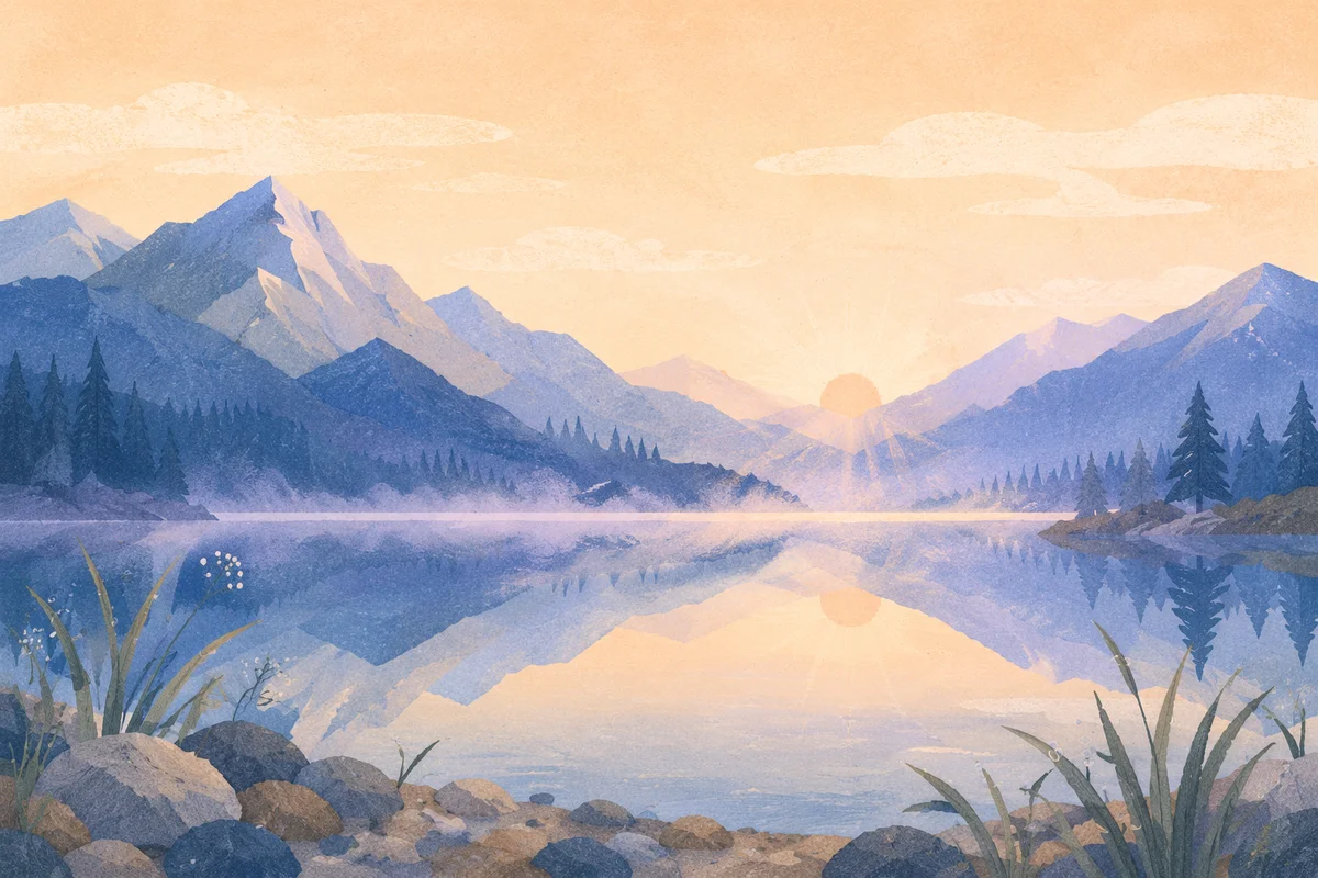 Calm Alpine Lake Morning Reflection