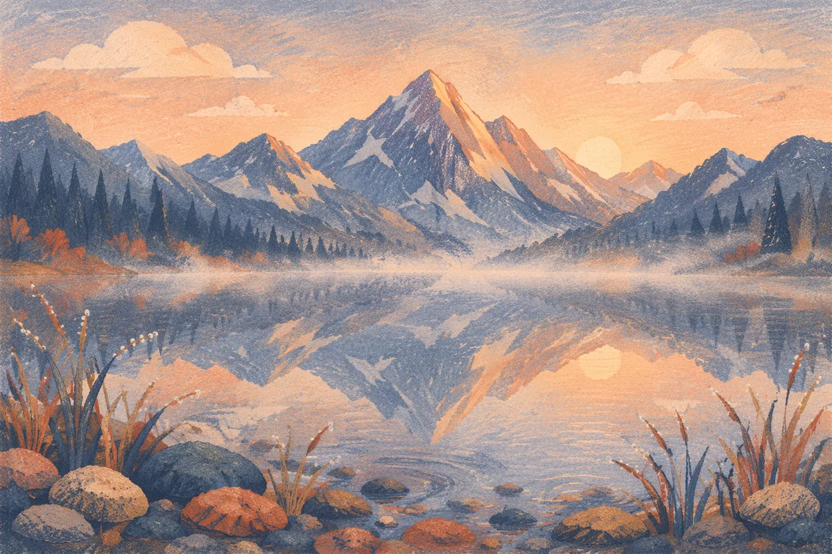 Calm Morning Lake with Mountain Reflections