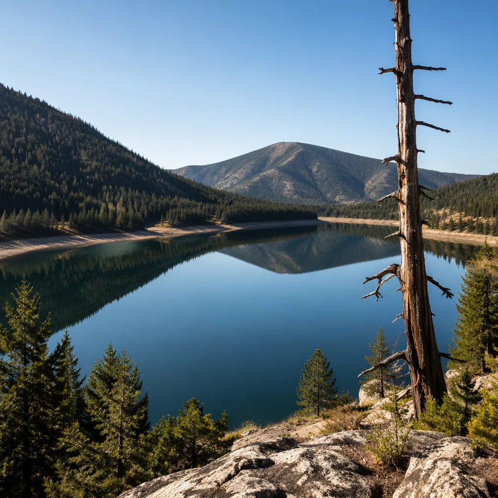 Calm Mountain Lake Morning Reflection