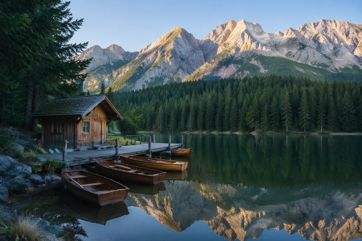 Calm Alpine Lake Morning Reflection