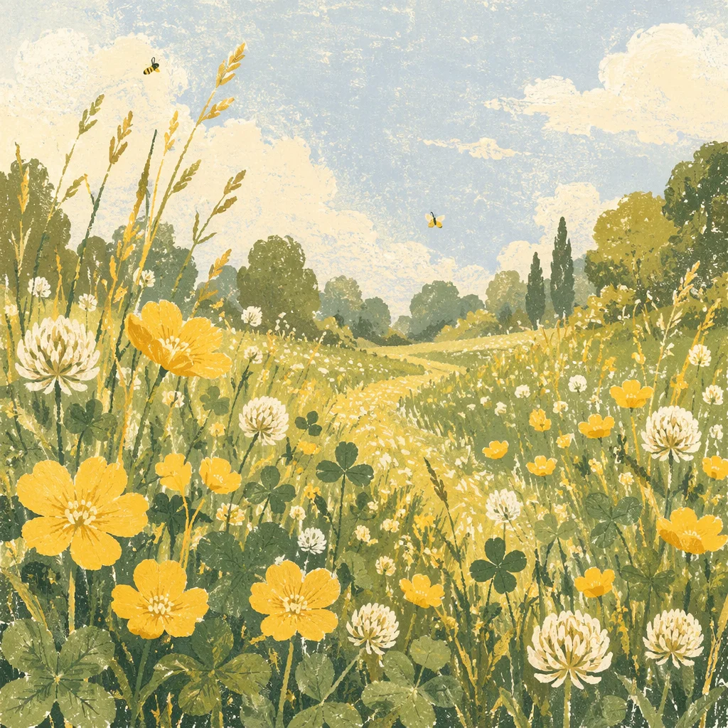 Sunlit Summer Meadow with Wildflowers