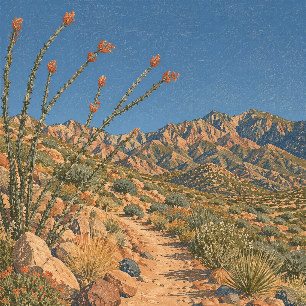 Desert Mountain Hiking Trail Landscape