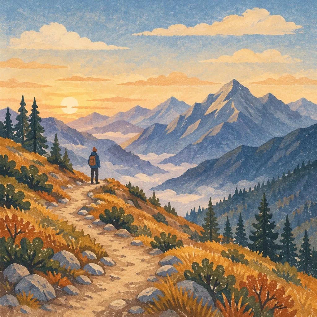 Autumn Mountain Trail at Sunrise