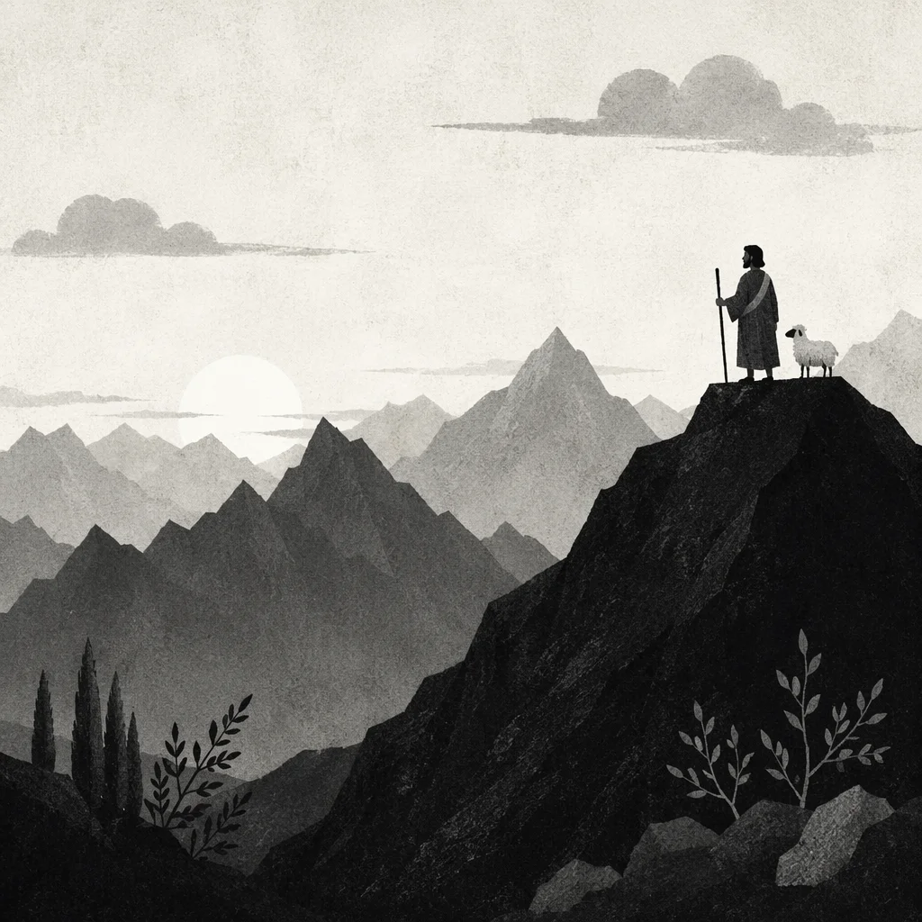 Monochrome Mountain Range Overlook at Dawn