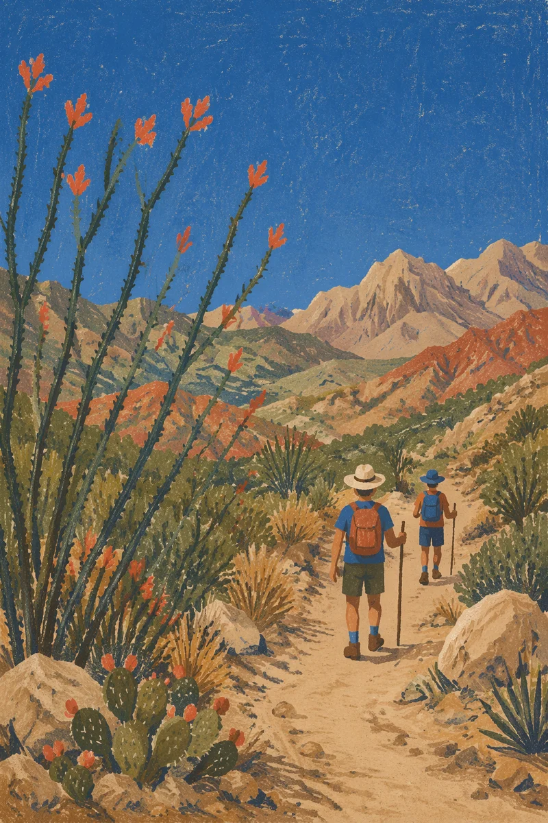 Desert Mountain Hiking Trail at Golden Hour