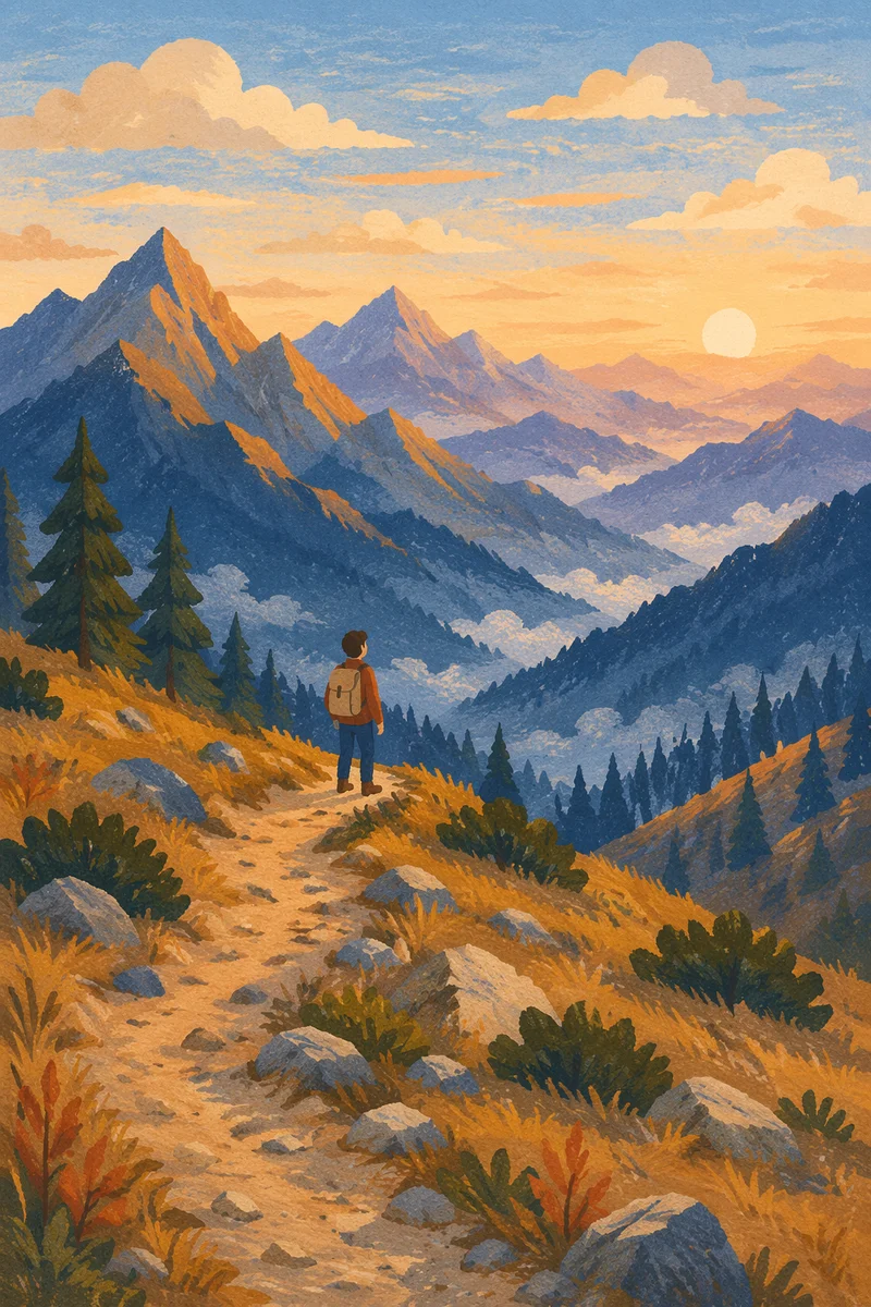 Autumn Mountain Trail at Sunrise