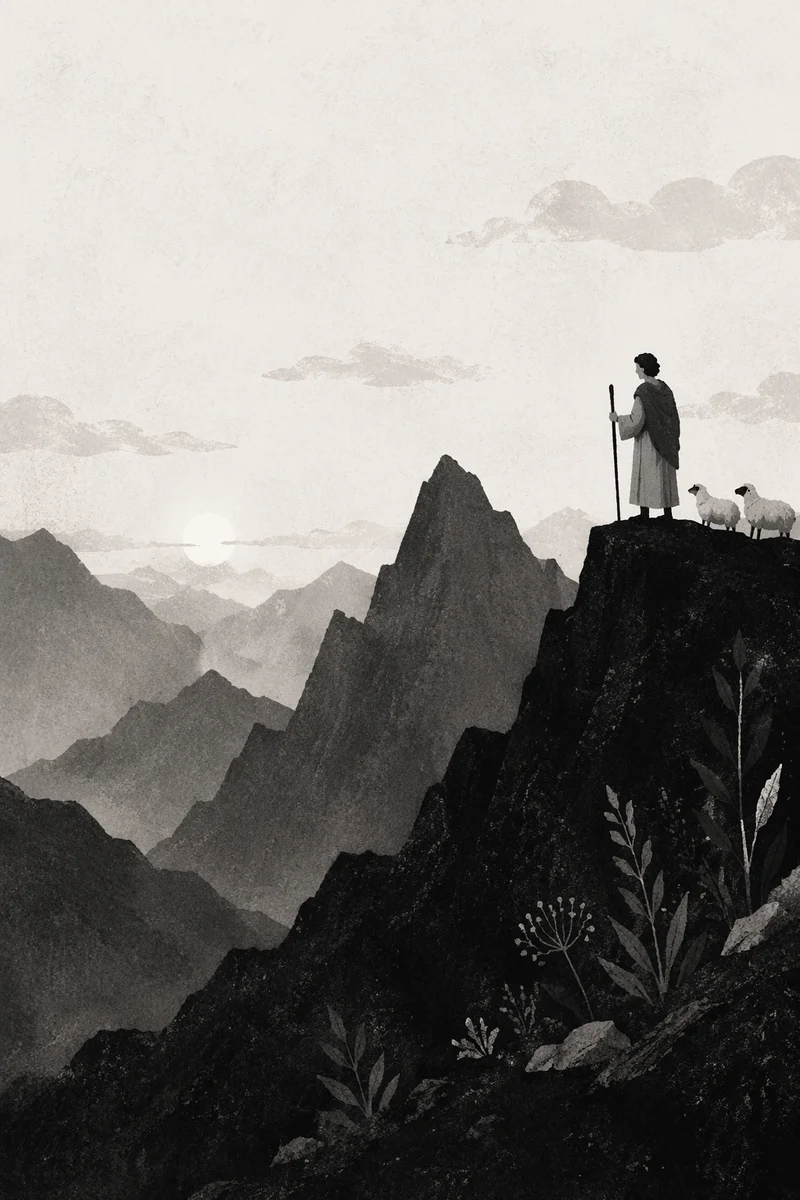 Minimalist Mountain Range Overlook at Dawn