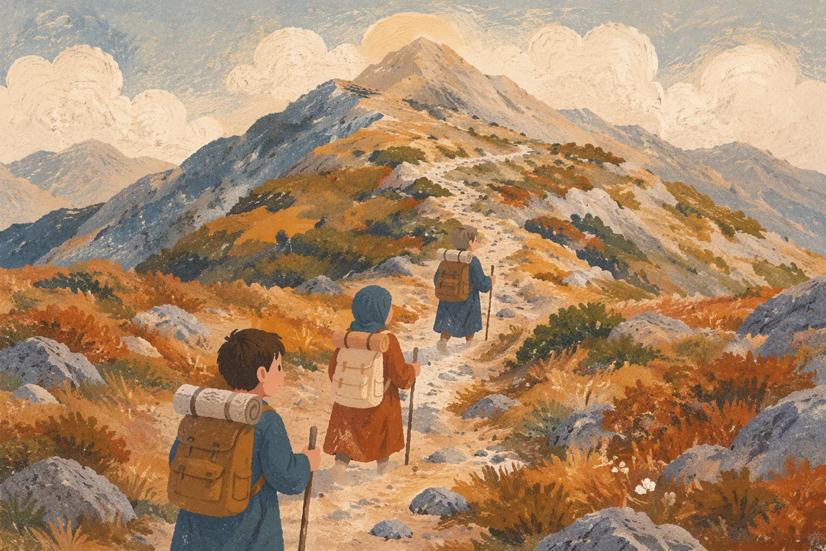 Scenic Mountain Trail to Distant Peak