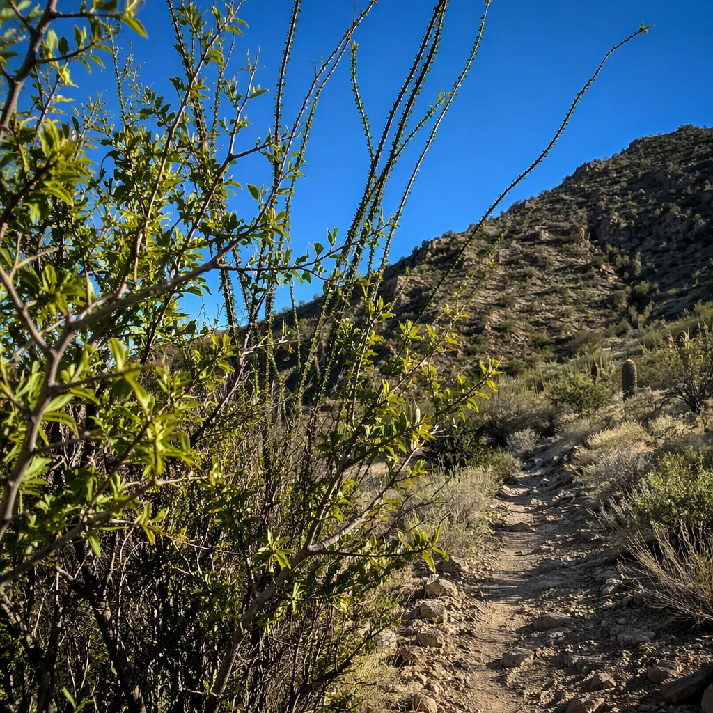 Sunlit Desert Foothill Hiking Trail