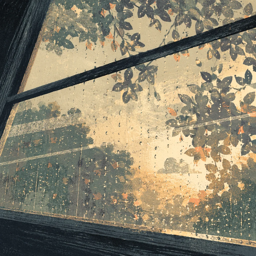 Rain Droplets on Quiet Window Glass