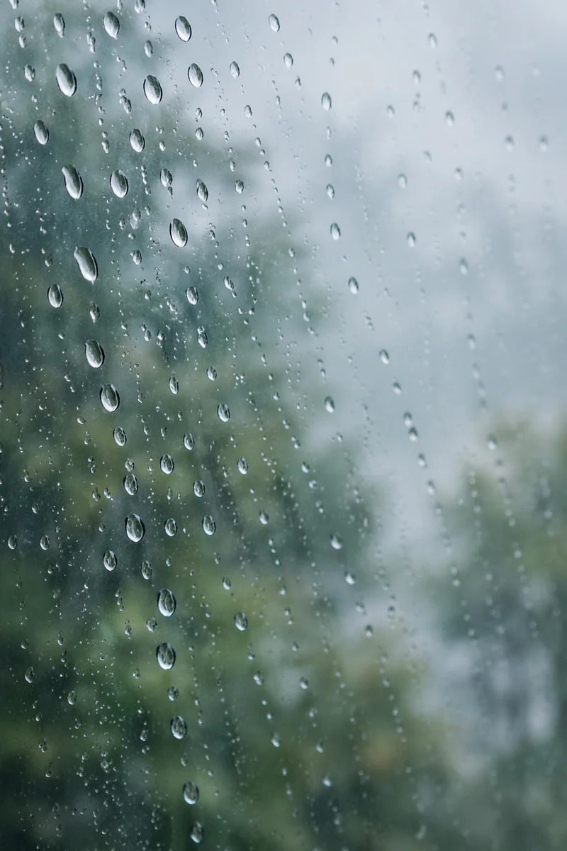 Rain Drops on Blurred Window Glass