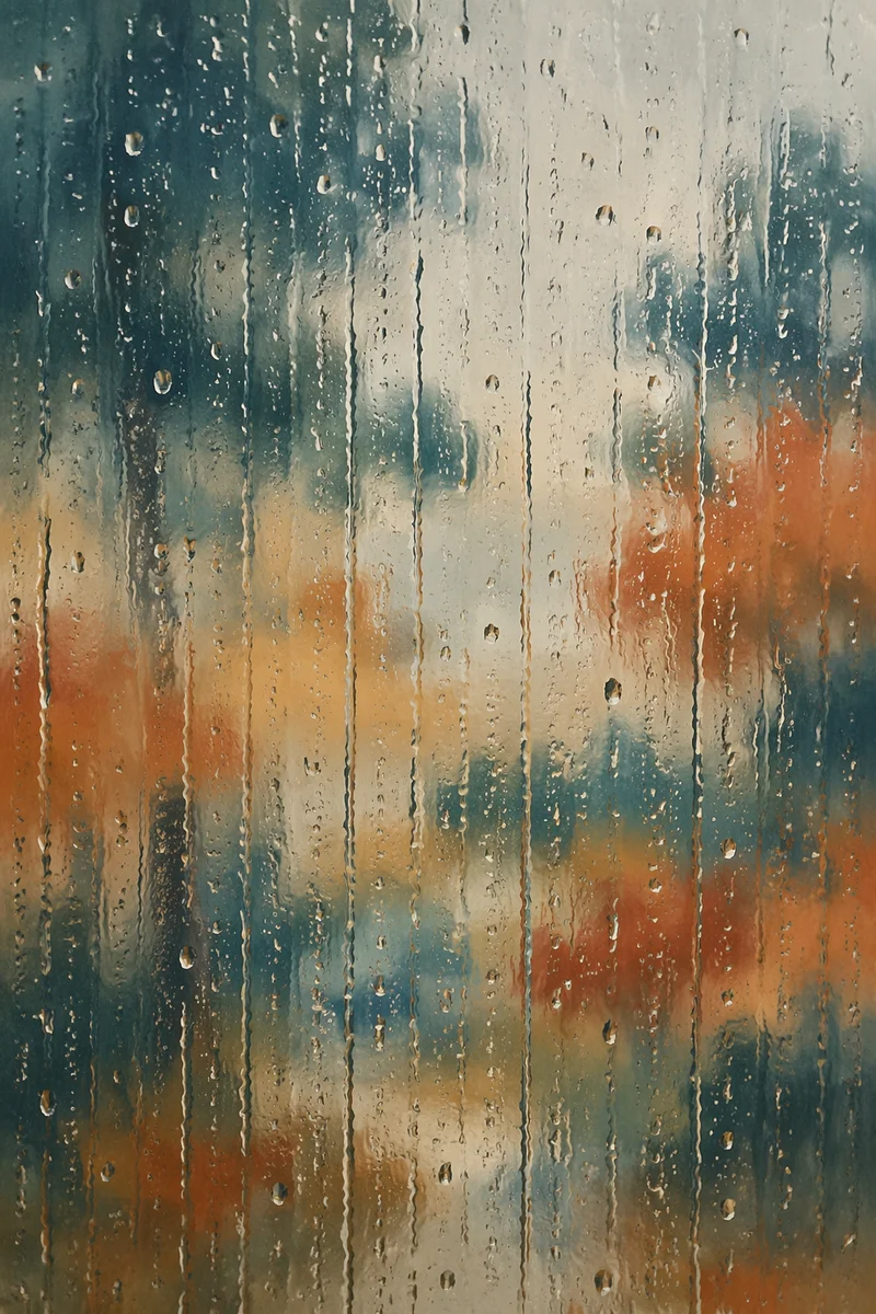 Rain Drops on Blurred Window Glass