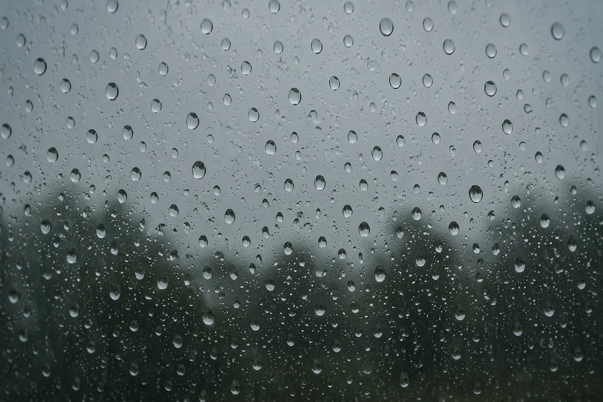 Rain Droplets on Blurred Window Glass