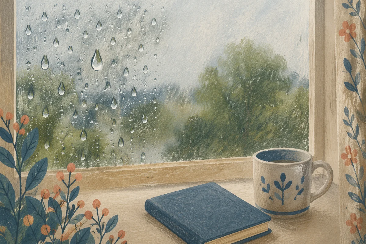 Rain Droplets on Window for Quiet Devotion