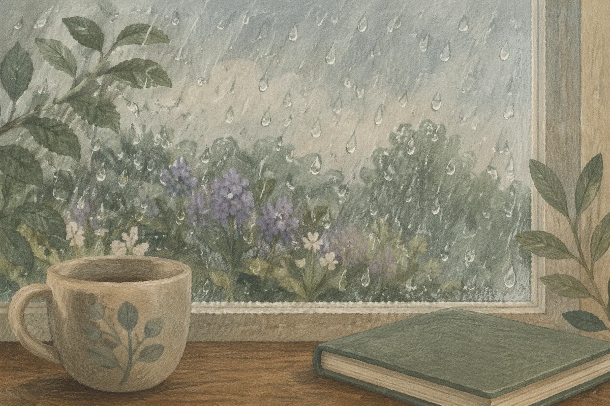 Raindrops on Window for Quiet Reflection