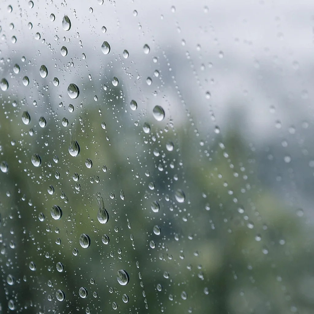 Rain Drops on Blurred Window Glass