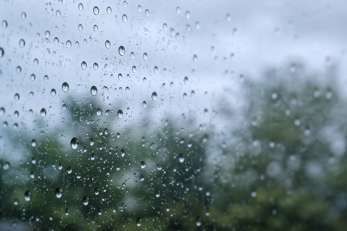 Rain Drops on Blurred Window Glass