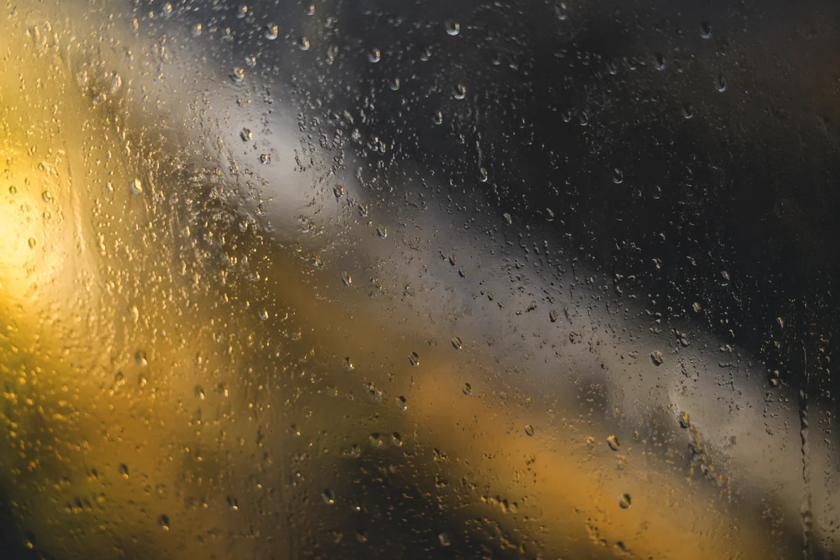 Rain Drops on Stormy Window Glass