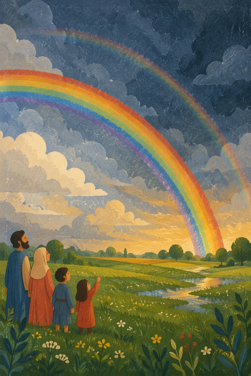Hopeful Double Rainbow Over Green Field
