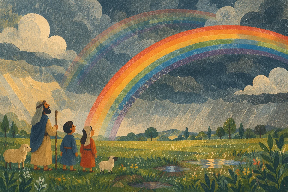 Hopeful Double Rainbow Over Green Field