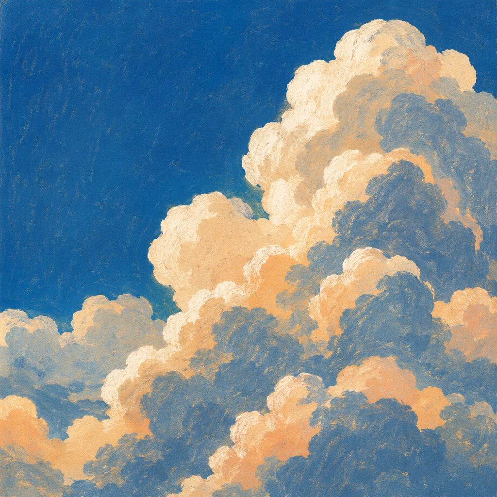 Dramatic Blue Sky with Towering Clouds