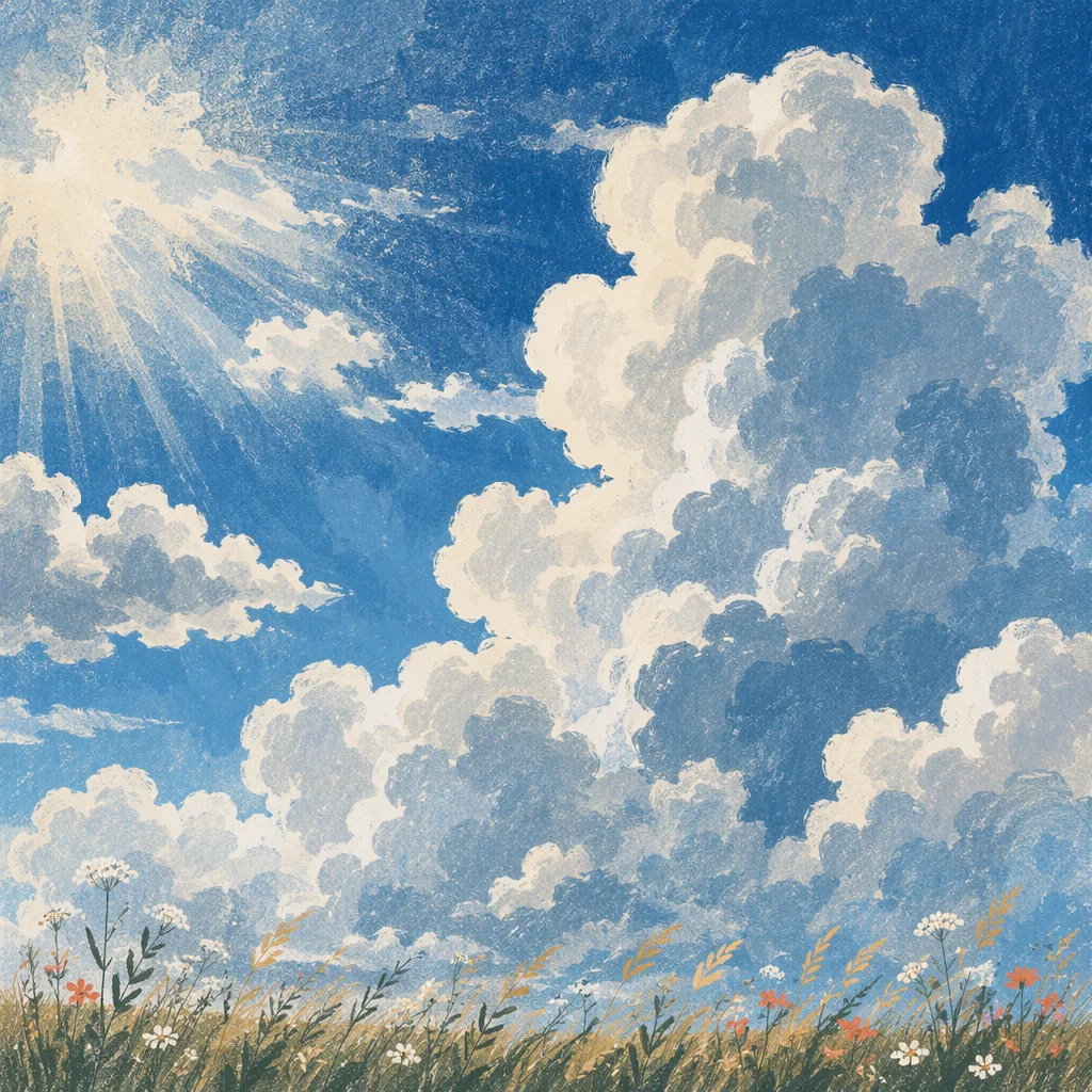 Dramatic Blue Sky with Towering Clouds