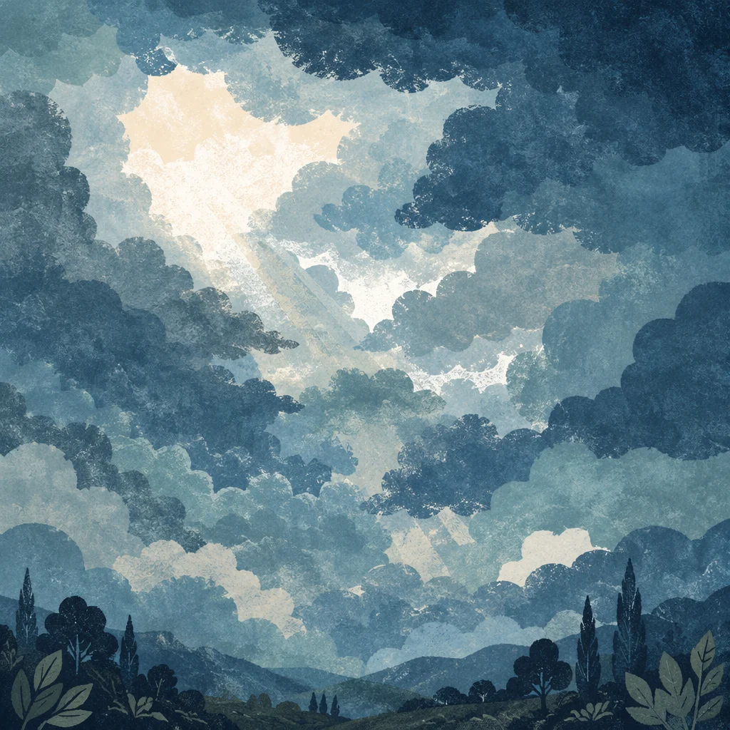 Dramatic Blue Sky with Layered Storm Clouds