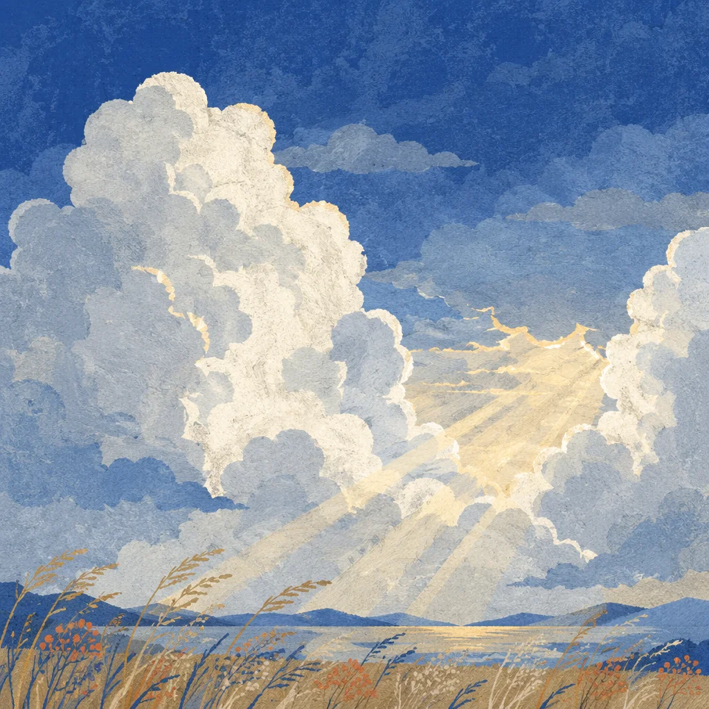 Dramatic Blue Sky Over Peaceful Meadow
