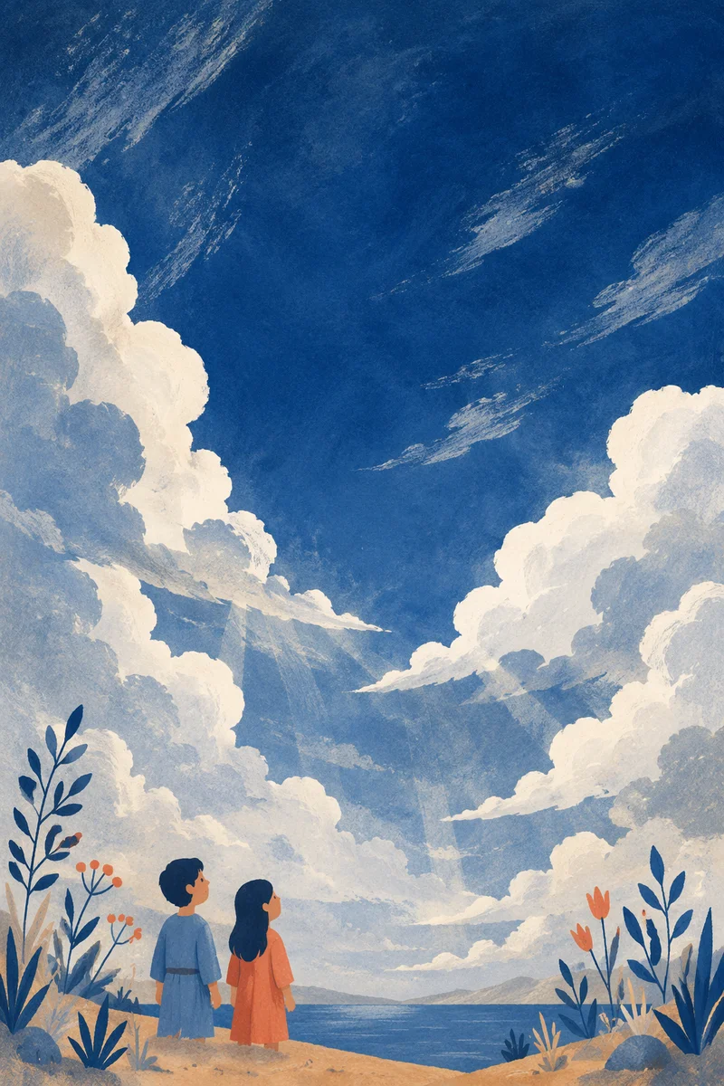 Dramatic Blue Sky With Towering Clouds