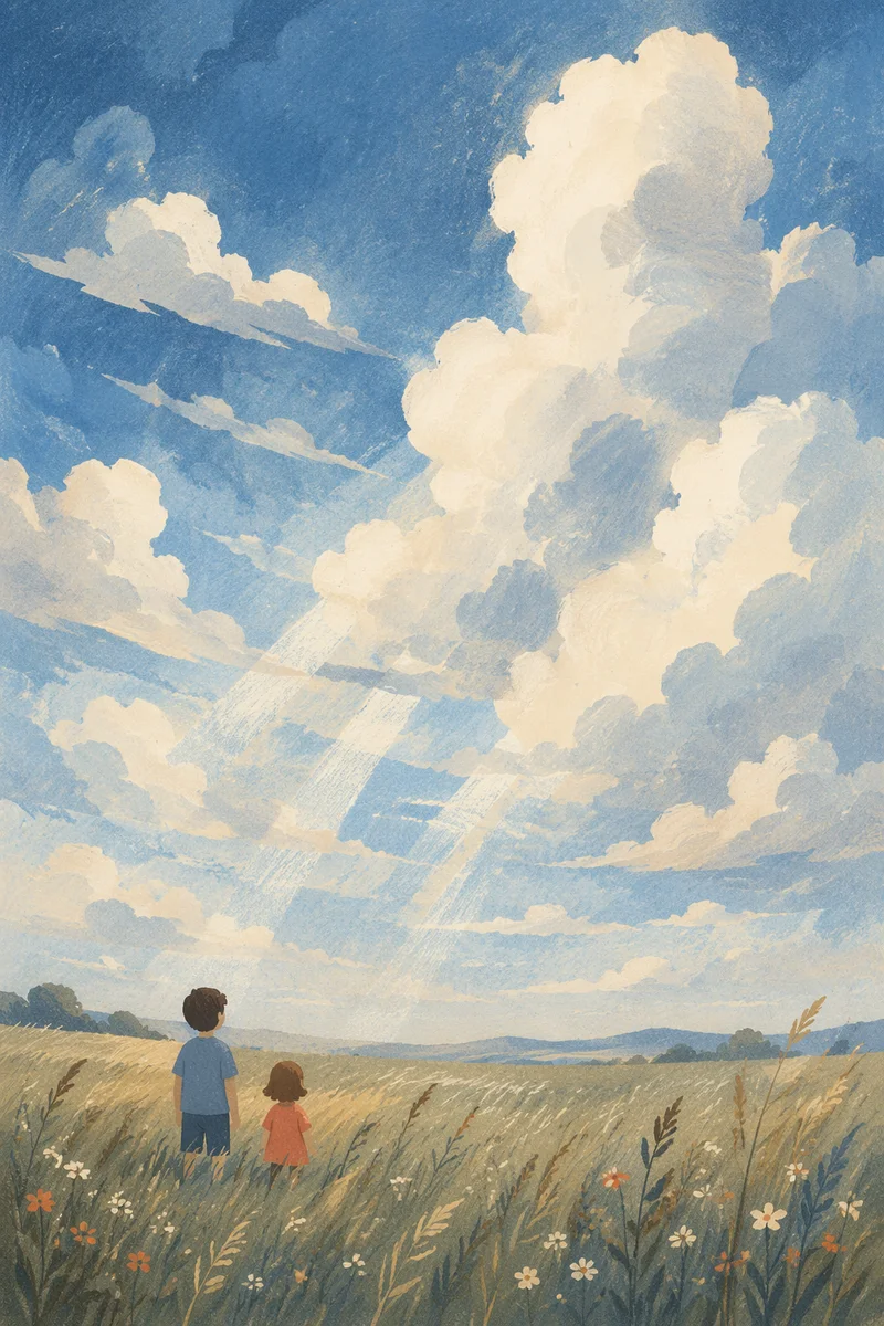 Dramatic Blue Sky Over Peaceful Meadow