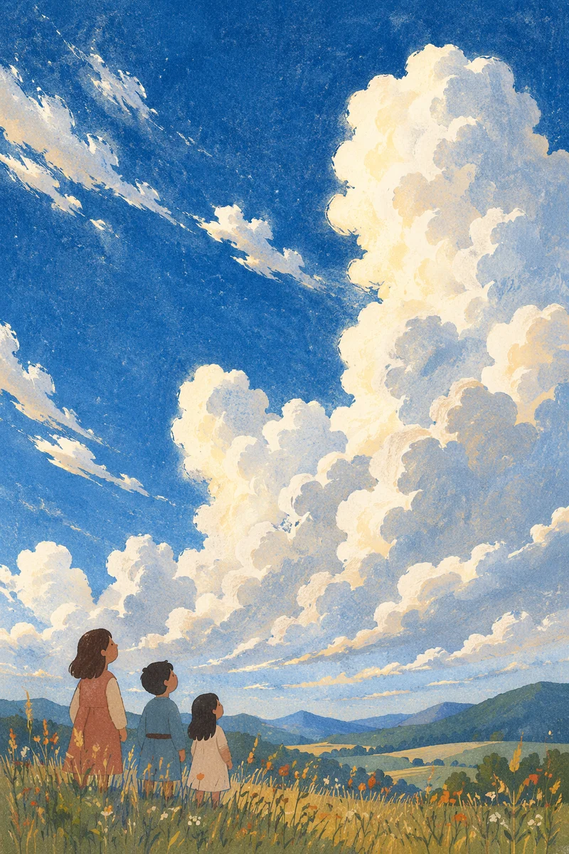 Dramatic Blue Sky Over Peaceful Meadow