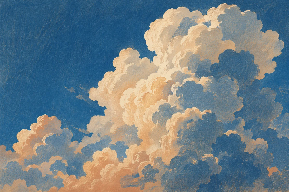 Dramatic Blue Sky with Towering Clouds