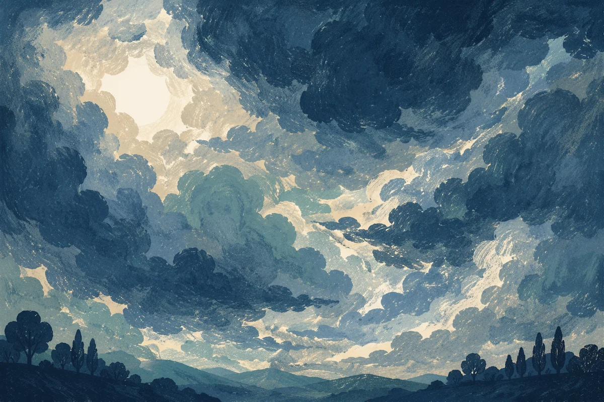 Dramatic Blue Storm Clouds Over Valley