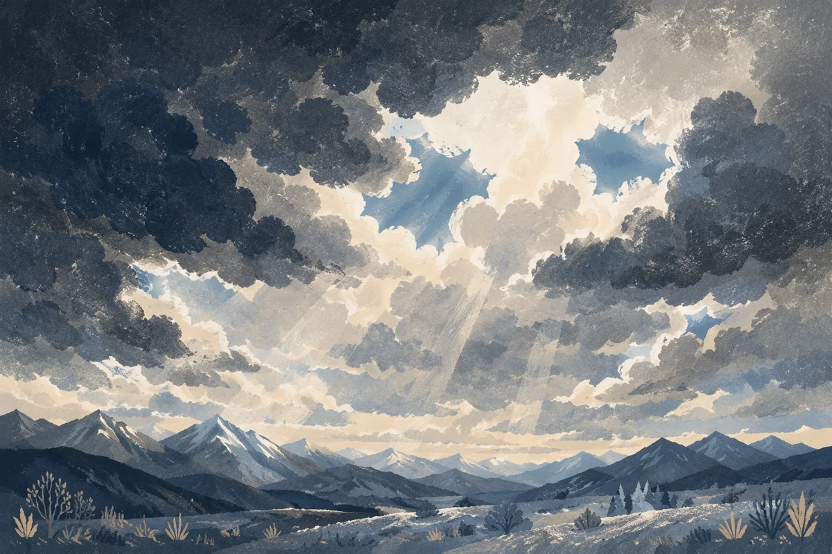 Dramatic Blue Sky Over Shadowed Mountains